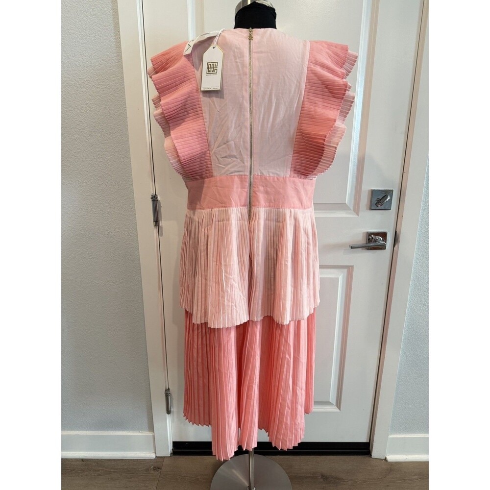 Emily Mccarthy Chloe Dress Rose Petal Pink Pleated Midi Women Size XL NWT - Picture 9 of 14